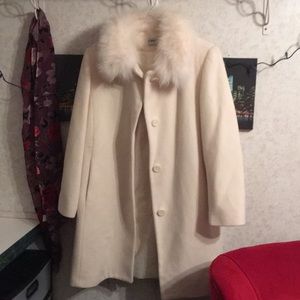 Off-White Coat With Faux Fur Collar